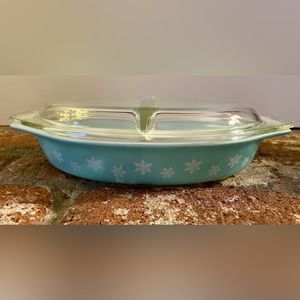 Two Vintage Aqua Blue Pyrex Dishes